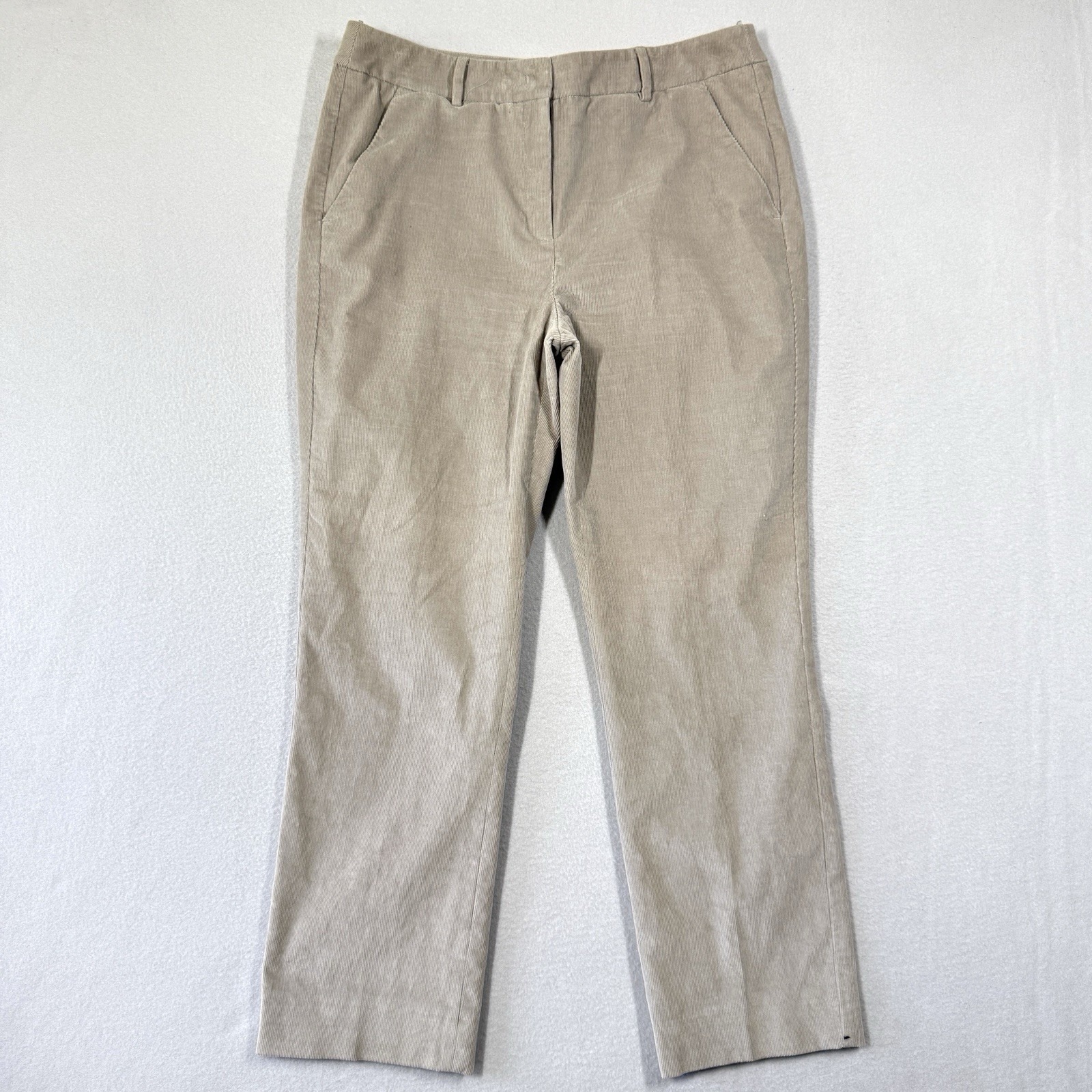Max Mara Weekend Pants Women 12 Corduroy Straight High Waist Capri Chino Trouser